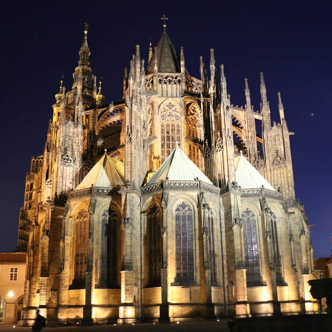 was one of our favorite trips. Very beautiful at night. This is the back side of St Vitus Cathedral inside