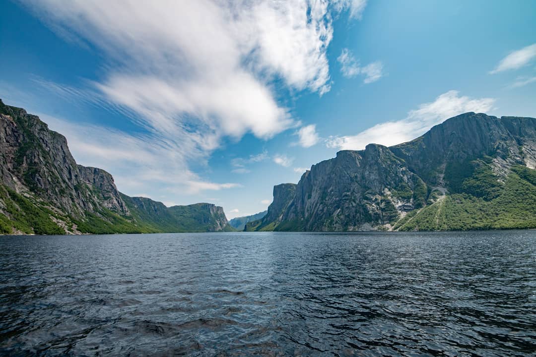 Boat tour through the fjords of Western Brook Pond.